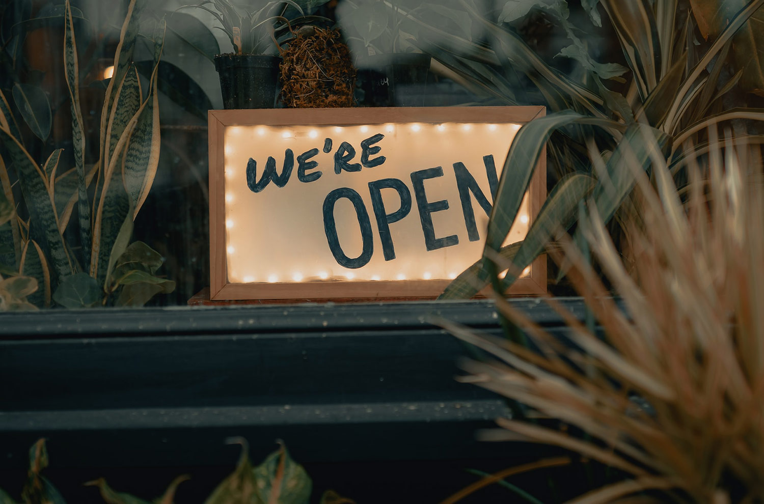 We're open sign We're open sign