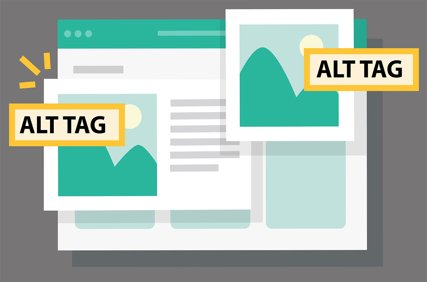 alt tag illustration  Graphic illustration of website photos with descriptive text