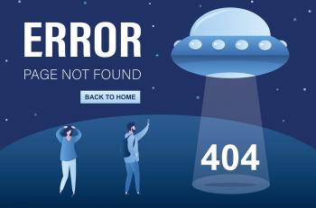 DIY Websites Graphic illustration of a spaceship and 404 error